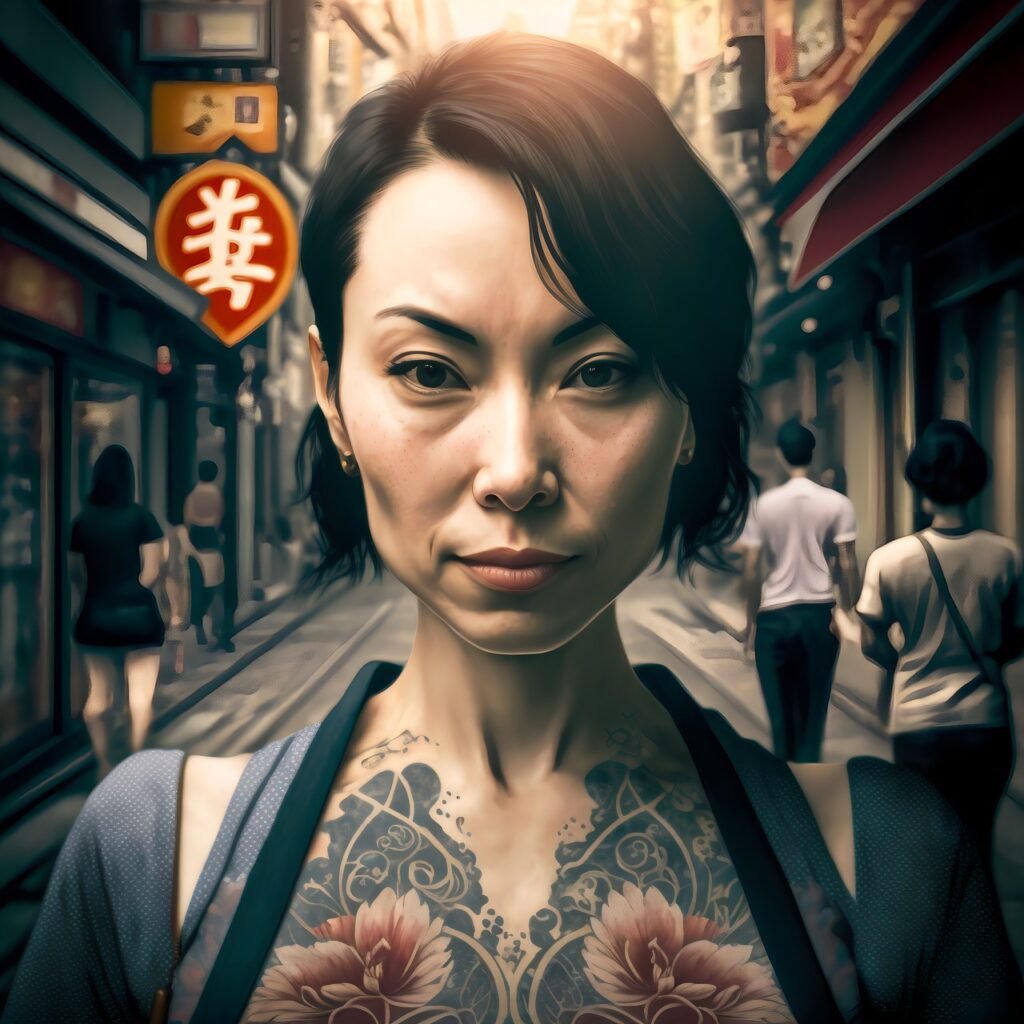 Woman with tattoo Japan