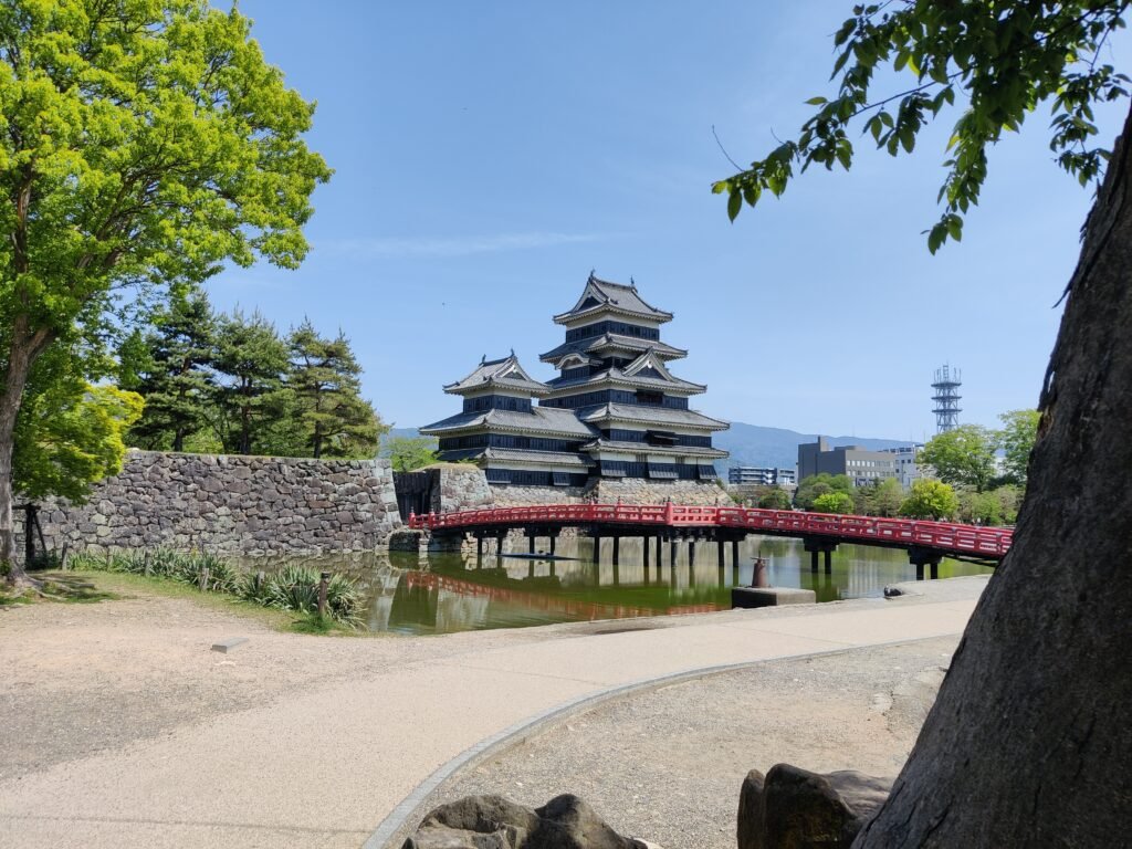 View on Matsumoto castle with Red Bridge